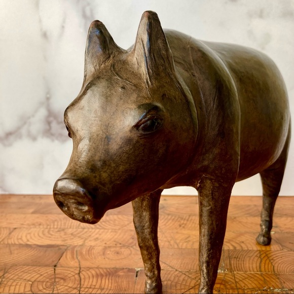 Vintage 1970s Leather Pig Sculpture - Picture 6 of 6